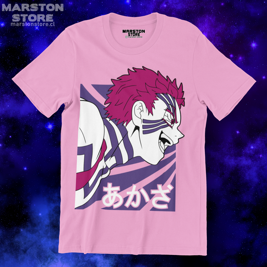 Polera rosada Kimetsu no Yaiba Demon Slayer con diseño de Akaza