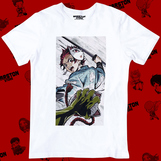 Polera blanca con diseño de Kimetsu no Yaiba Demon Slayer