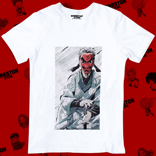 Polera blanca con diseño de Kimetsu no Yaiba Demon Slayer