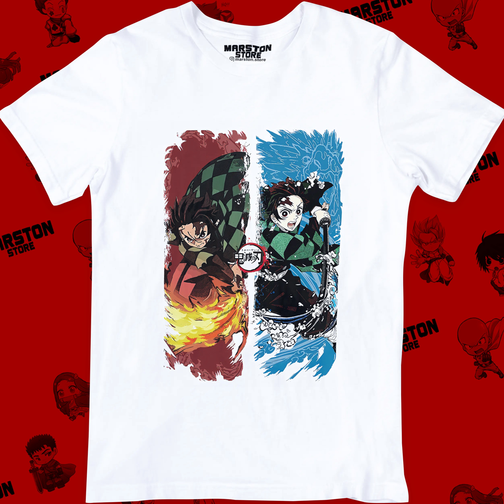 Polera blanca con diseño de Kimetsu no Yaiba Demon Slayer
