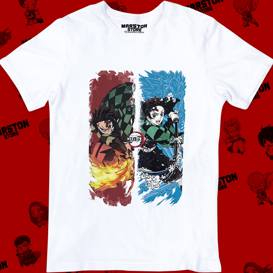 Polera blanca con diseño de Kimetsu no Yaiba Demon Slayer