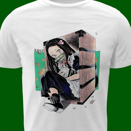 Polera blanca con diseño de Kimetsu no Yaiba Demon Slayer
