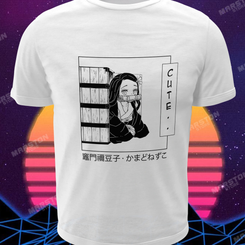 Polera blanca con diseño de Kimetsu no Yaiba Demon Slayer
