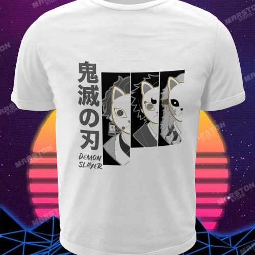 Polera blanca con diseño de Kimetsu no Yaiba Demon Slayer