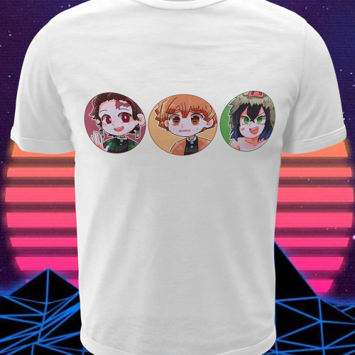 Polera blanca con diseño de Kimetsu no Yaiba Demon Slayer