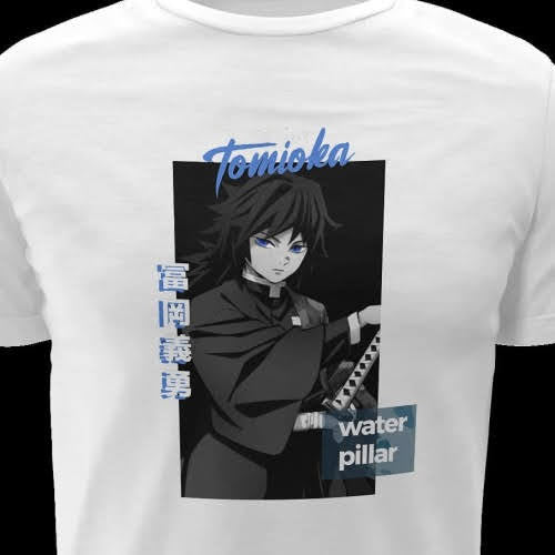 Polera blanca con diseño de Kimetsu no Yaiba Demon Slayer