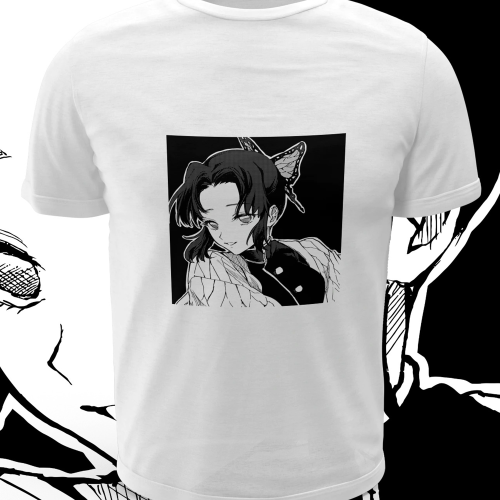 Polera blanca con diseño de Kimetsu no Yaiba Demon Slayer
