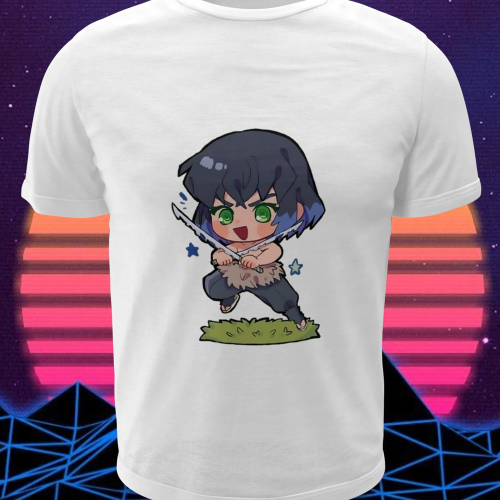 Polera blanca con diseño de Kimetsu no Yaiba Demon Slayer