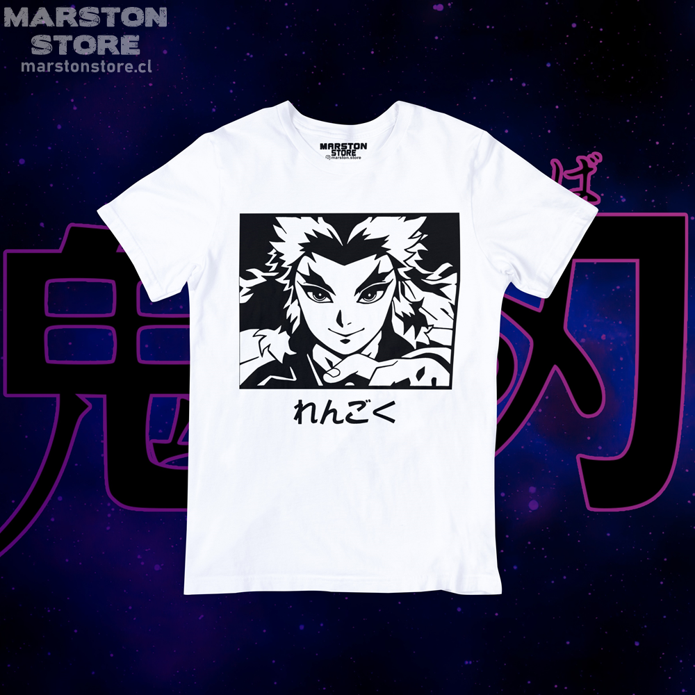 Polera blanca con diseño de Kimetsu no Yaiba Demon Slayer