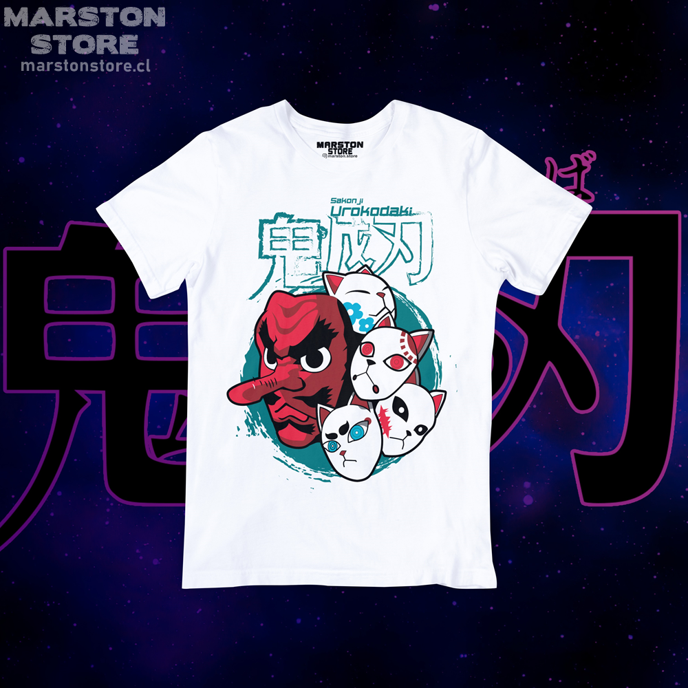 Polera blanca con diseño de Kimetsu no Yaiba Demon Slayer