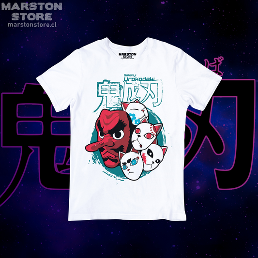 Polera blanca con diseño de Kimetsu no Yaiba Demon Slayer