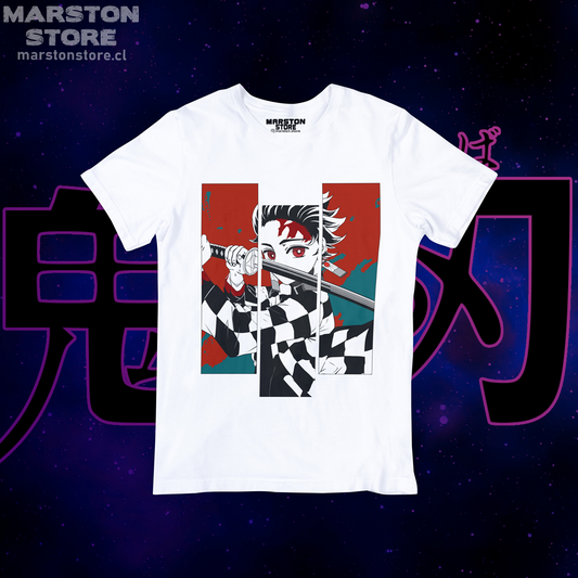 Polera blanca con diseño de Kimetsu no Yaiba Demon Slayer
