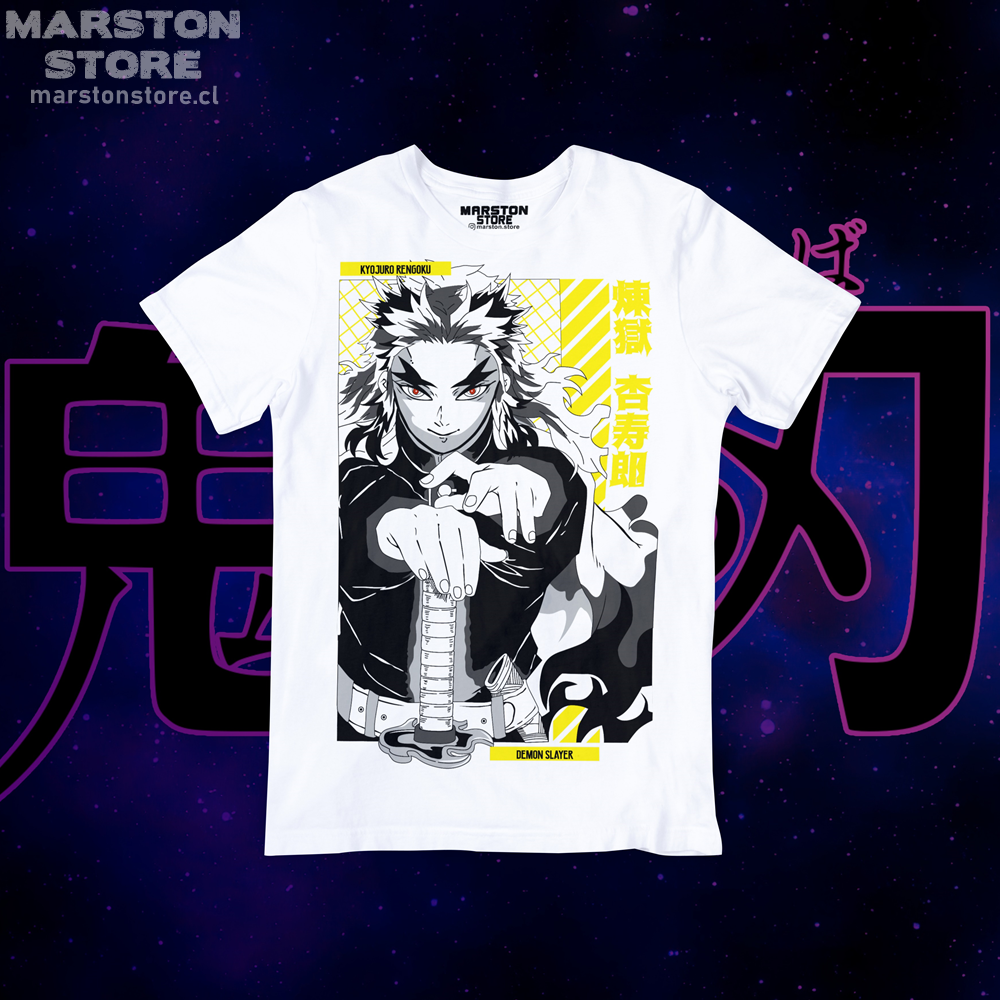 Polera blanca con diseño de Kimetsu no Yaiba Demon Slayer