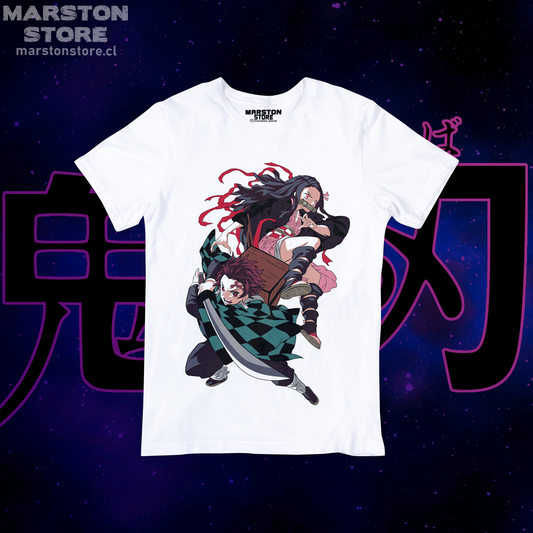 Polera blanca con diseño de Kimetsu no Yaiba Demon Slayer