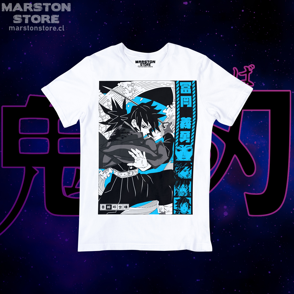 Polera blanca con diseño de Kimetsu no Yaiba Demon Slayer