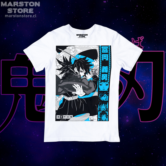 Polera blanca con diseño de Kimetsu no Yaiba Demon Slayer