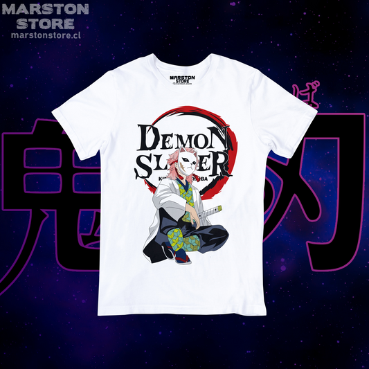 Polera blanca con diseño de Kimetsu no Yaiba Demon Slayer