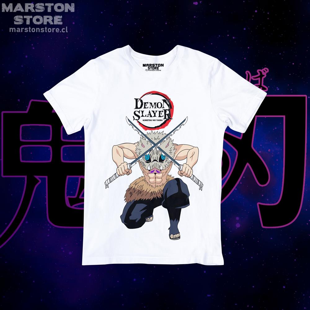 Polera blanca con diseño de Kimetsu no Yaiba Demon Slayer
