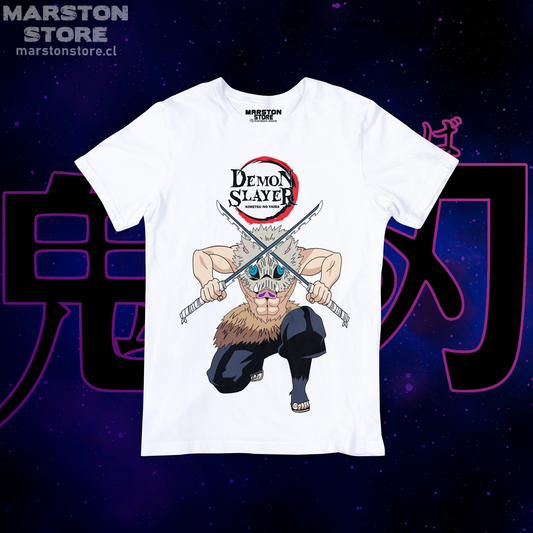 Polera blanca con diseño de Kimetsu no Yaiba Demon Slayer