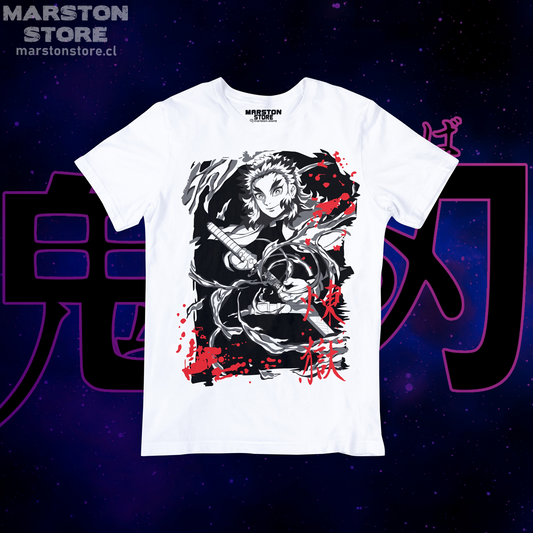 Polera blanca con diseño de Kimetsu no Yaiba Demon Slayer