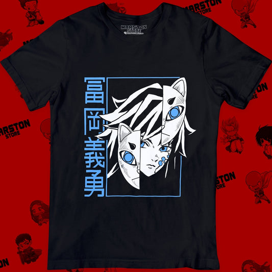 Polera negra Kimetsu no Yaiba Demon Slayer con diseño de Giyu Tomioka