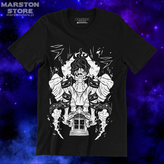 Polera negra Kimetsu no Yaiba Demon Slayer con diseño de Gyutaro