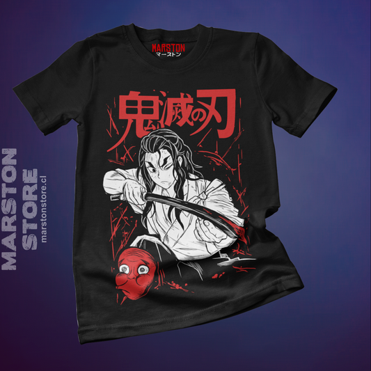 Polera negra Kimetsu no Yaiba Demon Slayer con diseño de Hotaru Haganezuka