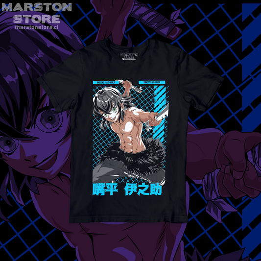 Polera negra Kimetsu no Yaiba Demon Slayer con diseño de Inosuke Hashibira