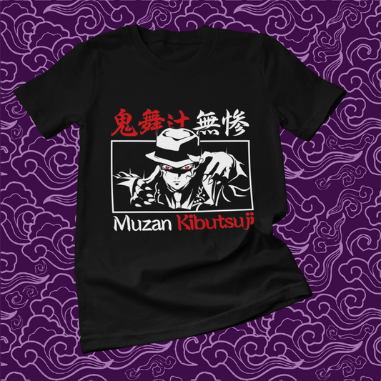 Polera negra Kimetsu no Yaiba Demon Slayer con diseño de Muzan Kibutsuji