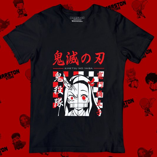 Polera negra con diseño de Kimetsu no Yaiba Demon Slayer