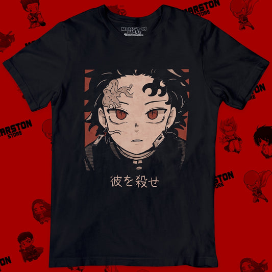 Polera negra con diseño de Kimetsu no Yaiba Demon Slayer