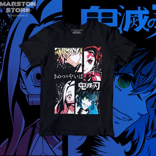 Polera negra con diseño de Kimetsu no Yaiba Demon Slayer