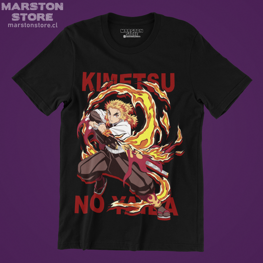 Polera negra con diseño de Kimetsu no Yaiba Demon Slayer