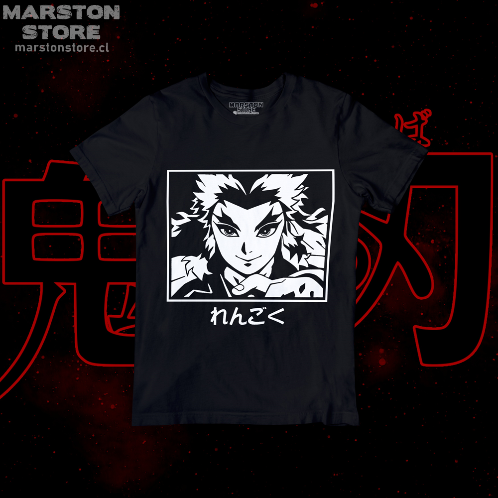 Polera negra con diseño de Kimetsu no Yaiba Demon Slayer