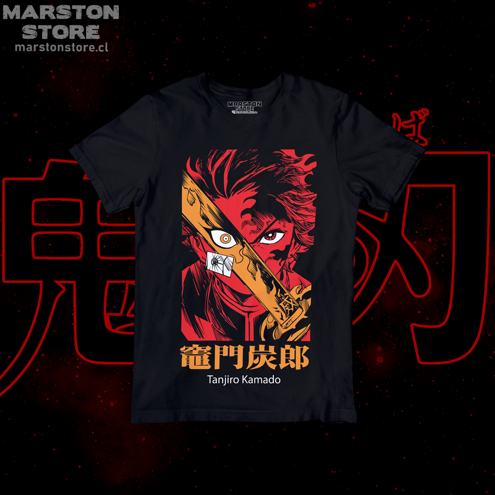 Polera negra con diseño de Kimetsu no Yaiba Demon Slayer