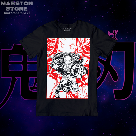 Polera negra con diseño de Kimetsu no Yaiba Demon Slayer