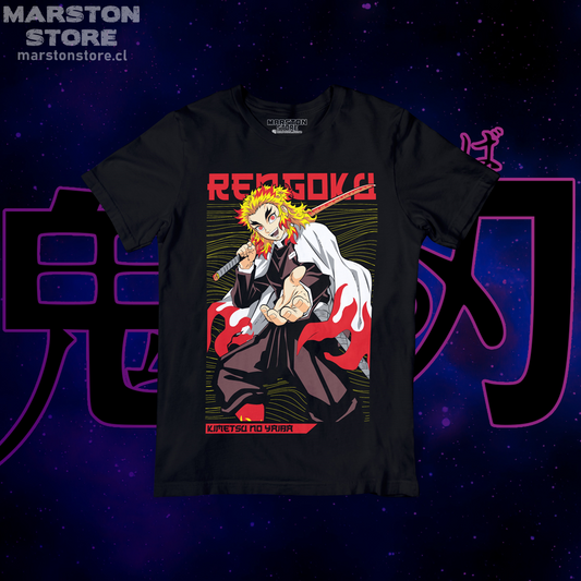 Polera negra con diseño de Kimetsu no Yaiba Demon Slayer