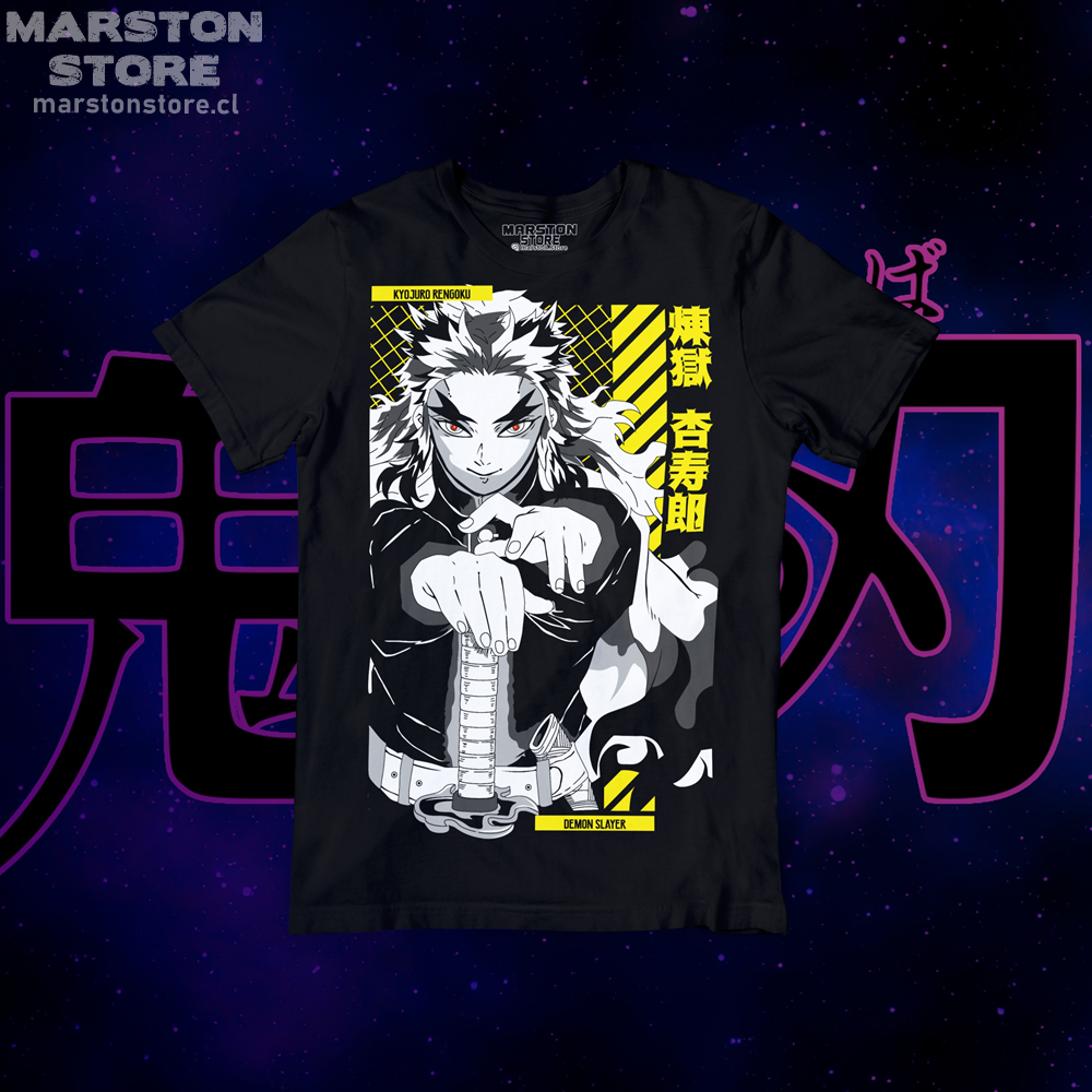 Polera negra con diseño de Kimetsu no Yaiba Demon Slayer