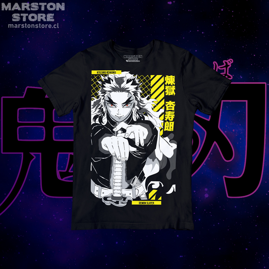 Polera negra con diseño de Kimetsu no Yaiba Demon Slayer