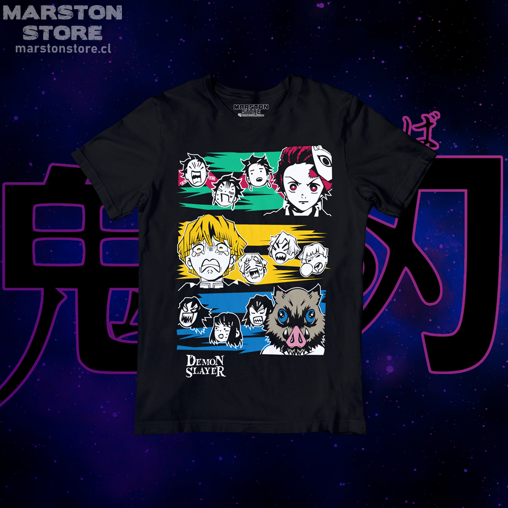 Polera negra con diseño de Kimetsu no Yaiba Demon Slayer