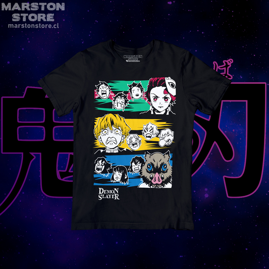 Polera negra con diseño de Kimetsu no Yaiba Demon Slayer