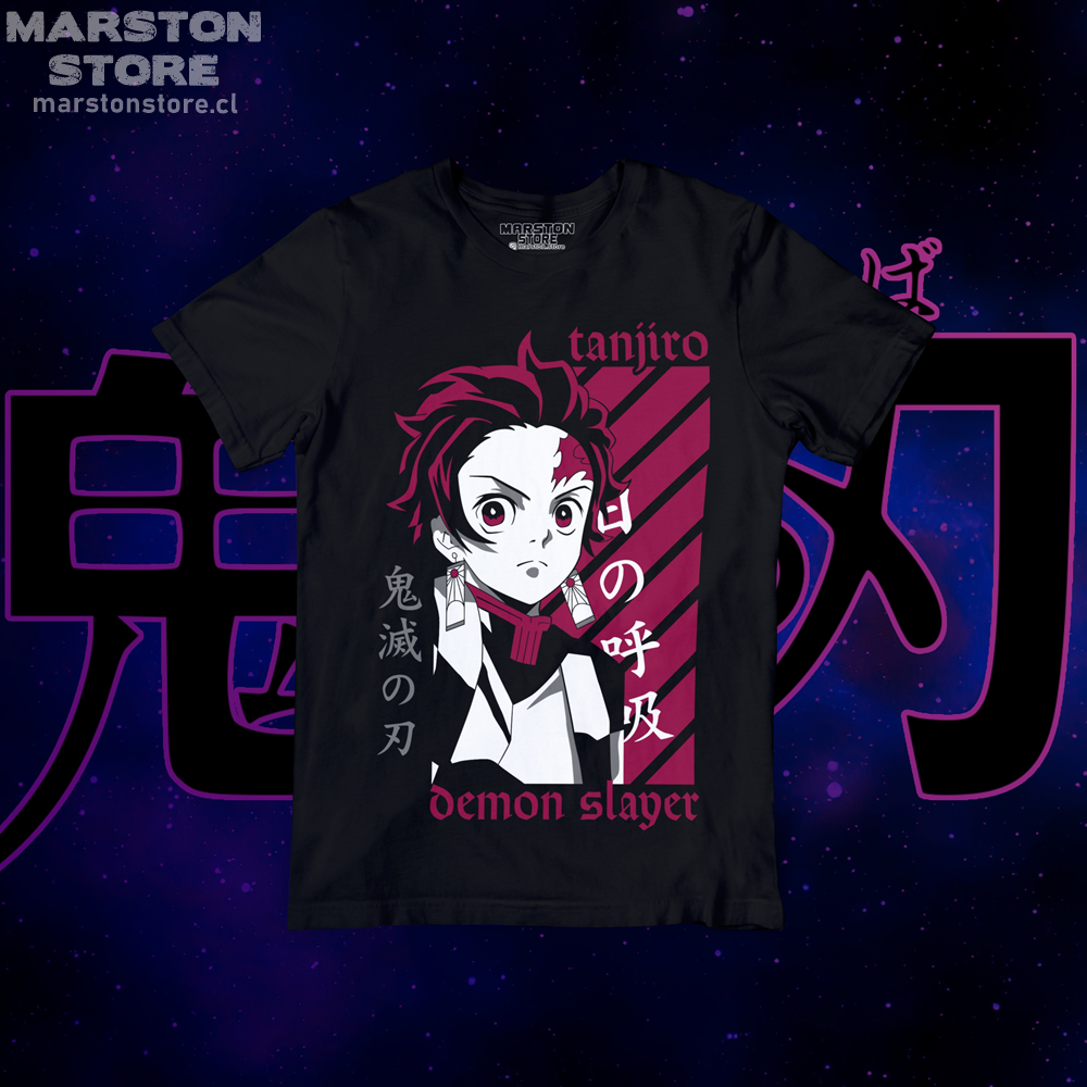 Polera negra con diseño de Kimetsu no Yaiba Demon Slayer