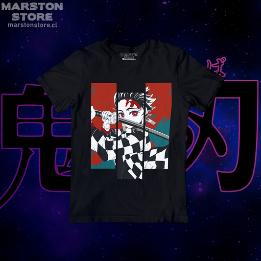 Polera negra con diseño de Kimetsu no Yaiba Demon Slayer