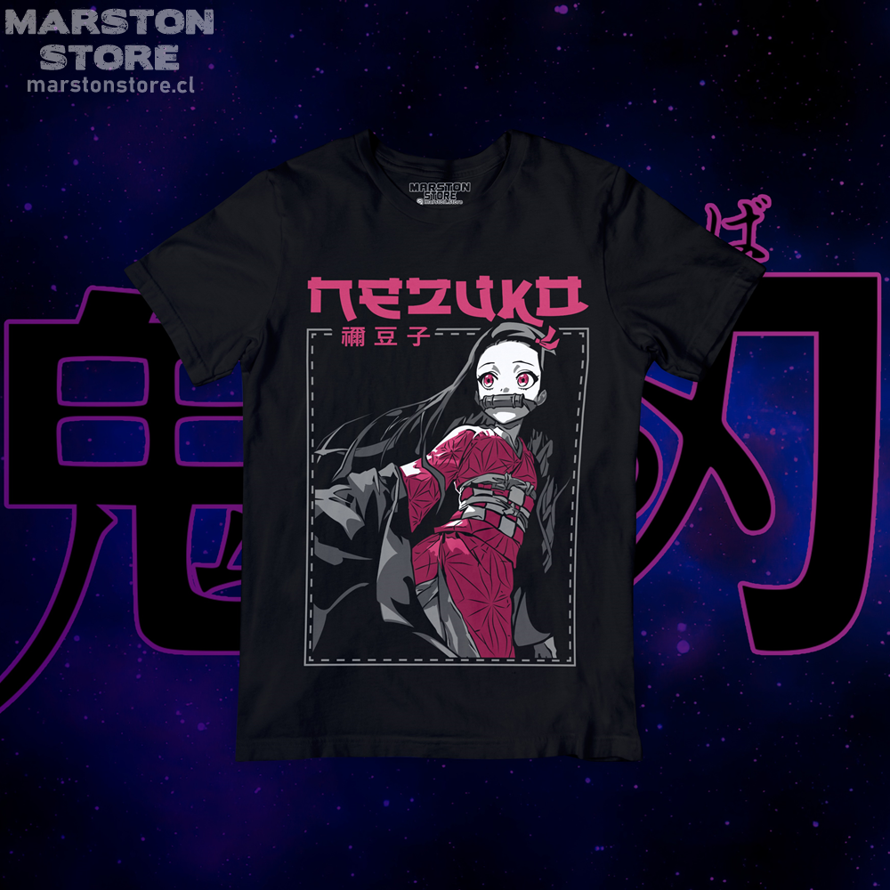 Polera negra con diseño de Kimetsu no Yaiba Demon Slayer
