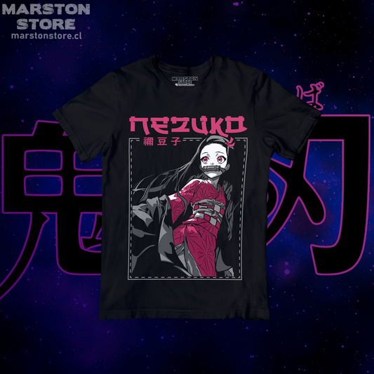 Polera negra con diseño de Kimetsu no Yaiba Demon Slayer