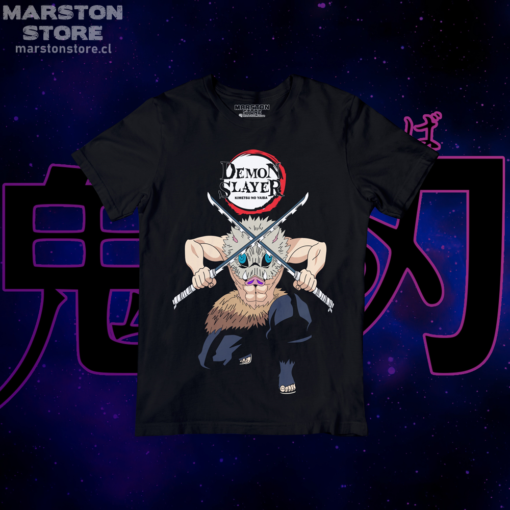 Polera negra con diseño de Kimetsu no Yaiba Demon Slayer