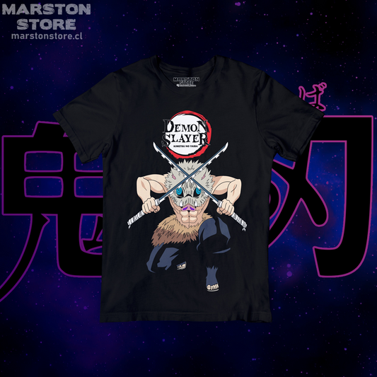 Polera negra con diseño de Kimetsu no Yaiba Demon Slayer