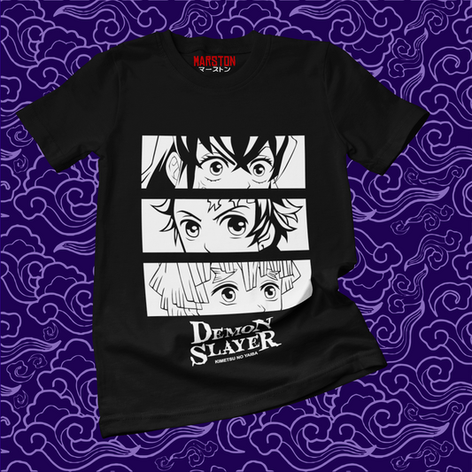 Polera negra con diseño de Kimetsu no Yaiba Demon Slayer