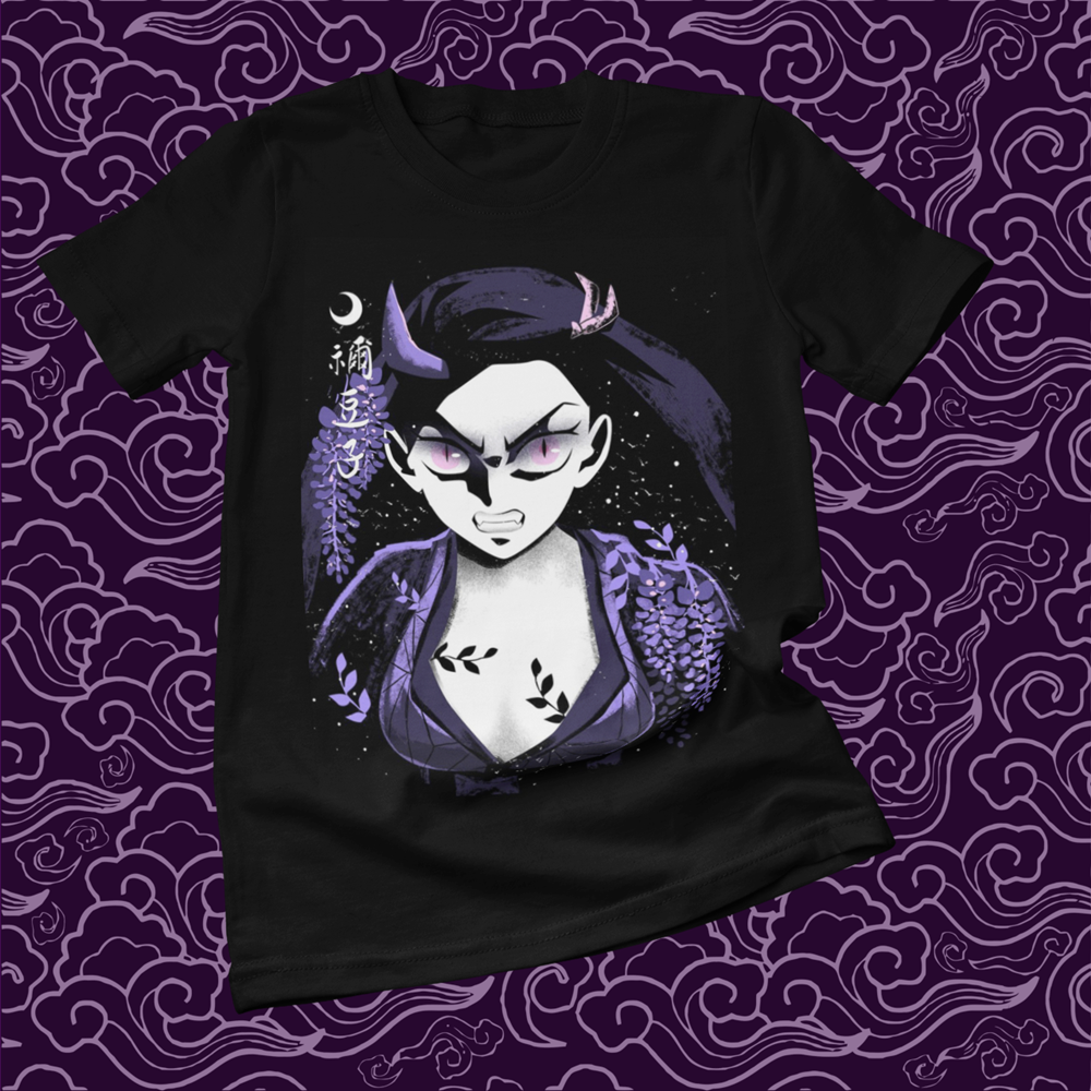 Polera negra con diseño de Kimetsu no Yaiba Demon Slayer