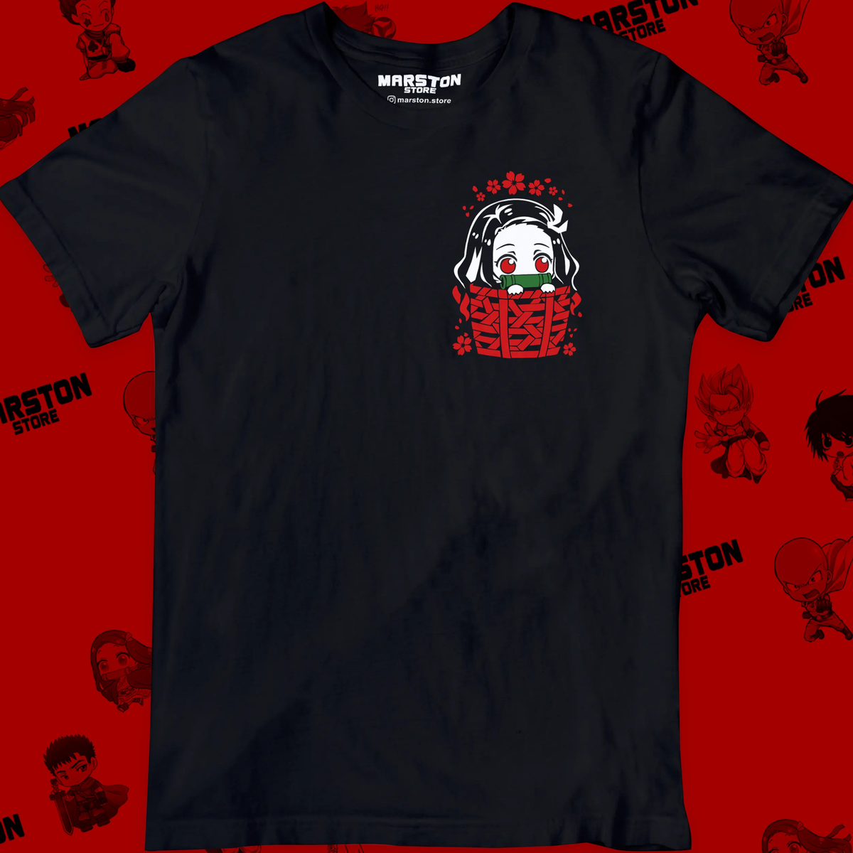 Polera negra Kimetsu no Yaiba Demon Slayer con diseño de Nezuko Kamado